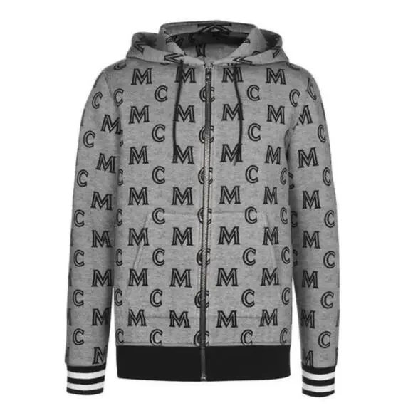 MCM Monogram Zip-up Hoodie In Grey